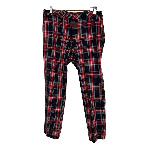 J.Jill Premium Bi-Stretch Pants Size 12 Tartan Plaid Tailored Ankle Preppy - Picture 1 of 8